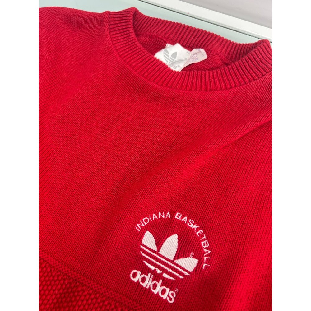 Vintage Adidas Indiana Basketball Knit Sweater Crew Neck Made In USA XXL 2XL